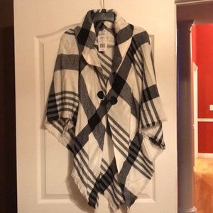 Black & White Plaid Poncho